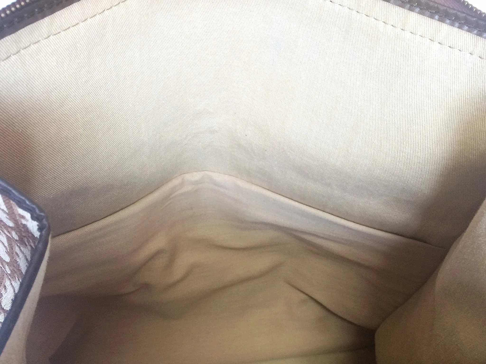 70's, 80's Christian Dior vintage beige and brown trotter monogram large folded design bag, messenger bag. Unisex. Eclair zippers.