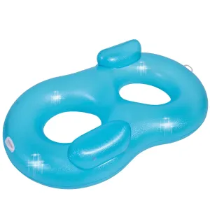 74" Blue Mosaic Inflatable Duo Water Lounger