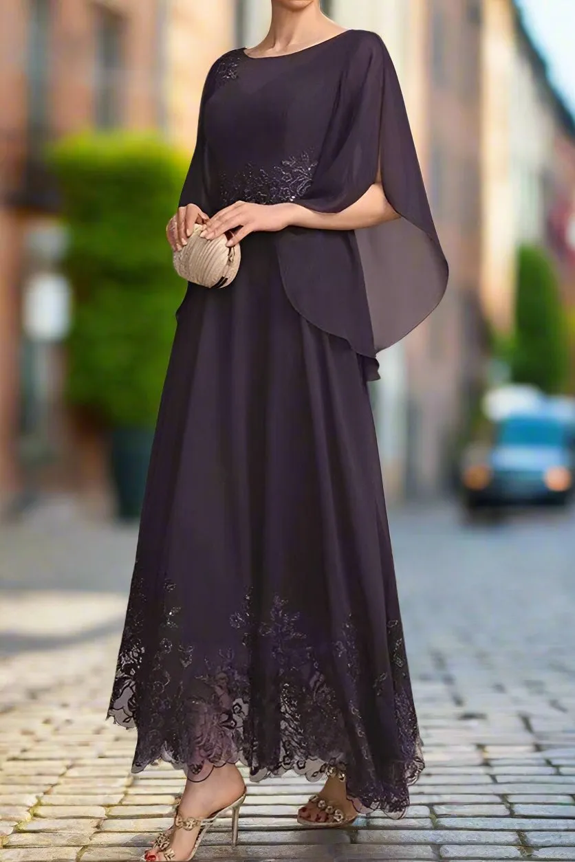 A-Line Scoop Neck Ankle Length Mother of The Bride Dresses