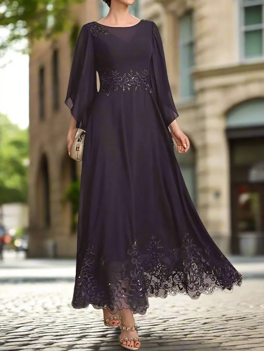 A-Line Scoop Neck Ankle Length Mother of The Bride Dresses