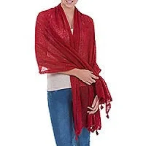 Andean Alpaca Shawl in Crimson Red