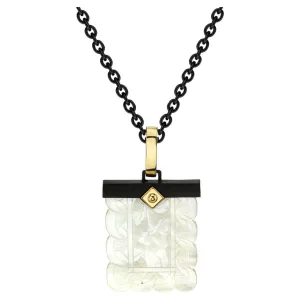 Antique Mother-of-Pearl Gaming Counter in 18K Gold and Silver Pendant with Chain