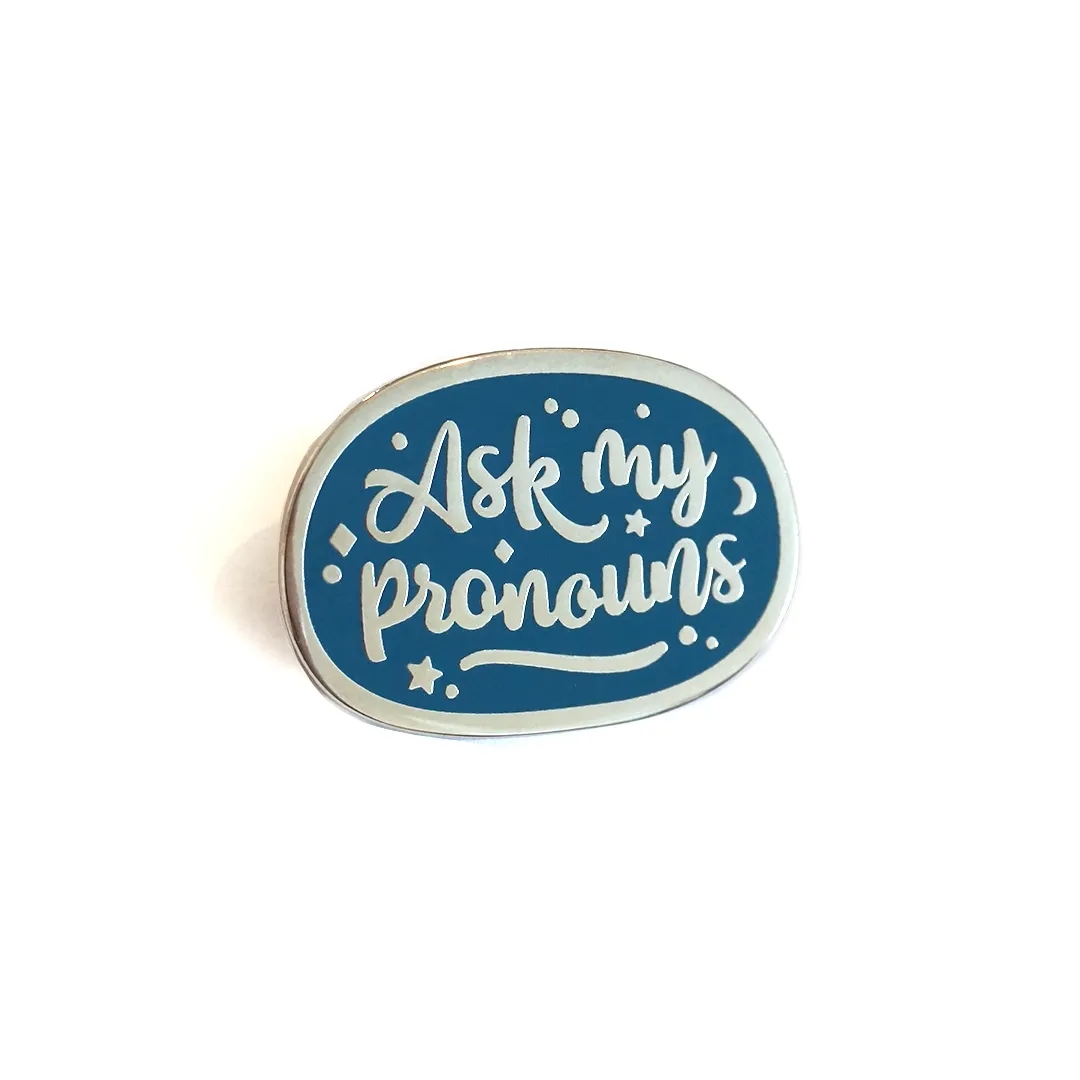 Ask my pronouns (Silver) | Enamel Pin