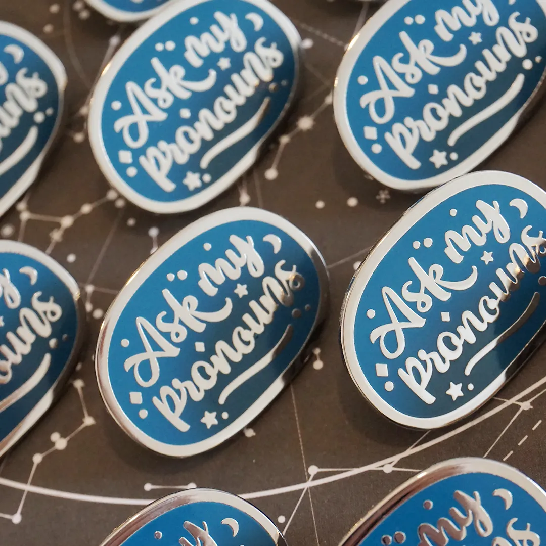 Ask my pronouns (Silver) | Enamel Pin