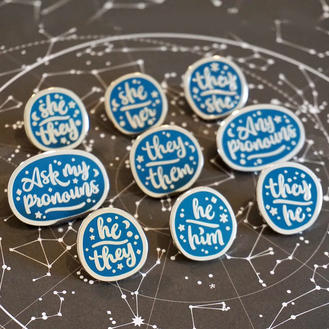 Ask my pronouns (Silver) | Enamel Pin