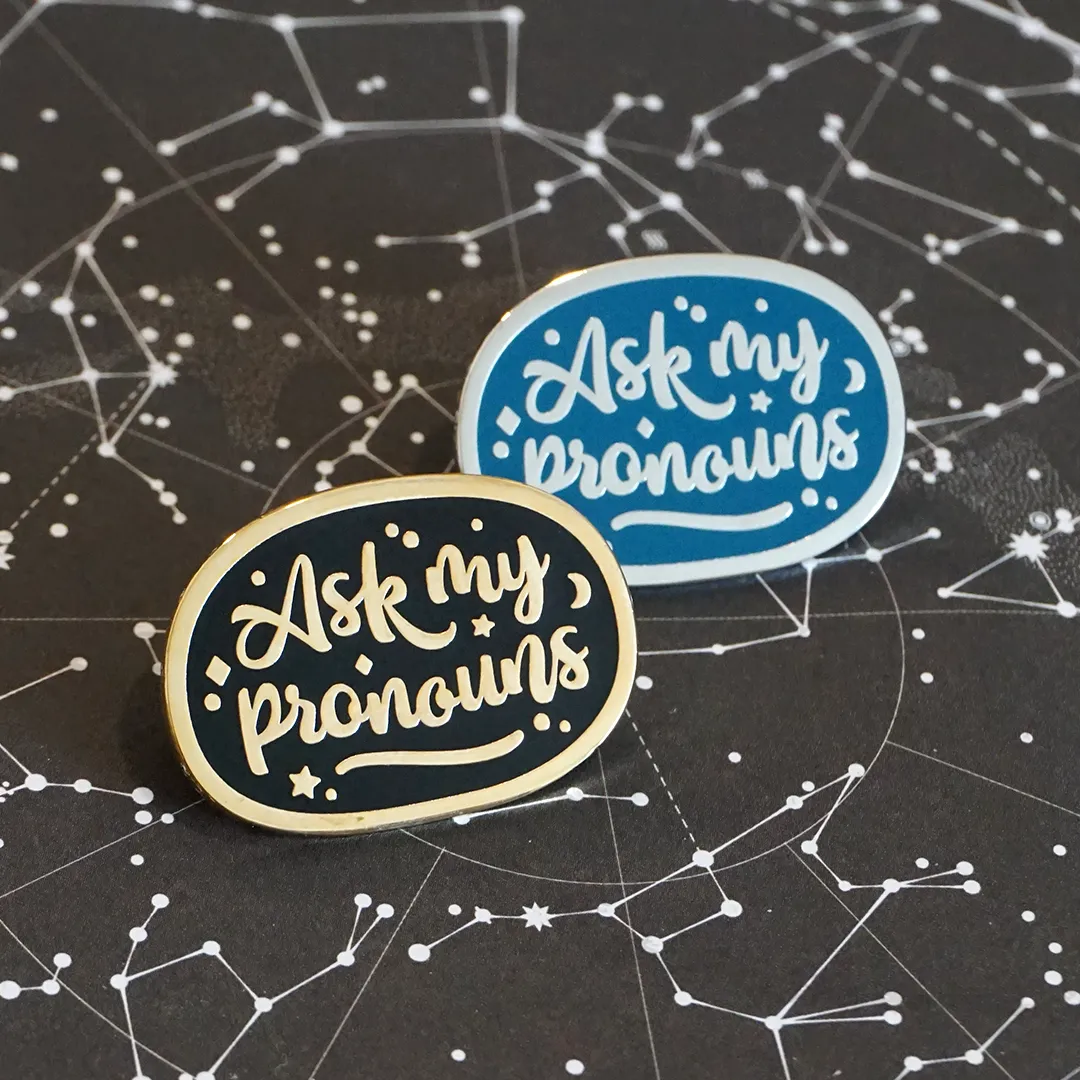 Ask my pronouns (Silver) | Enamel Pin