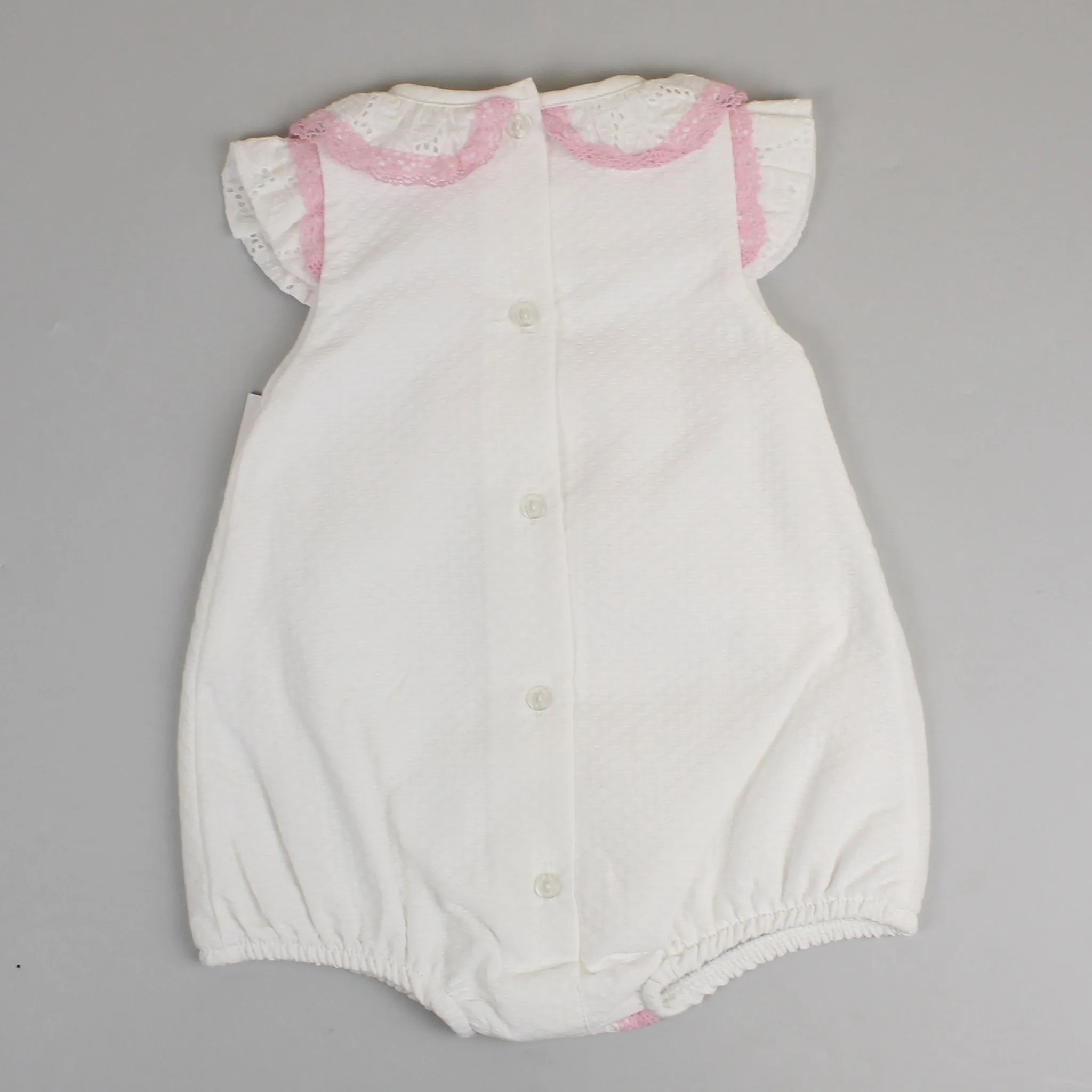 Baby Girl Romper Outfit - White/Pink