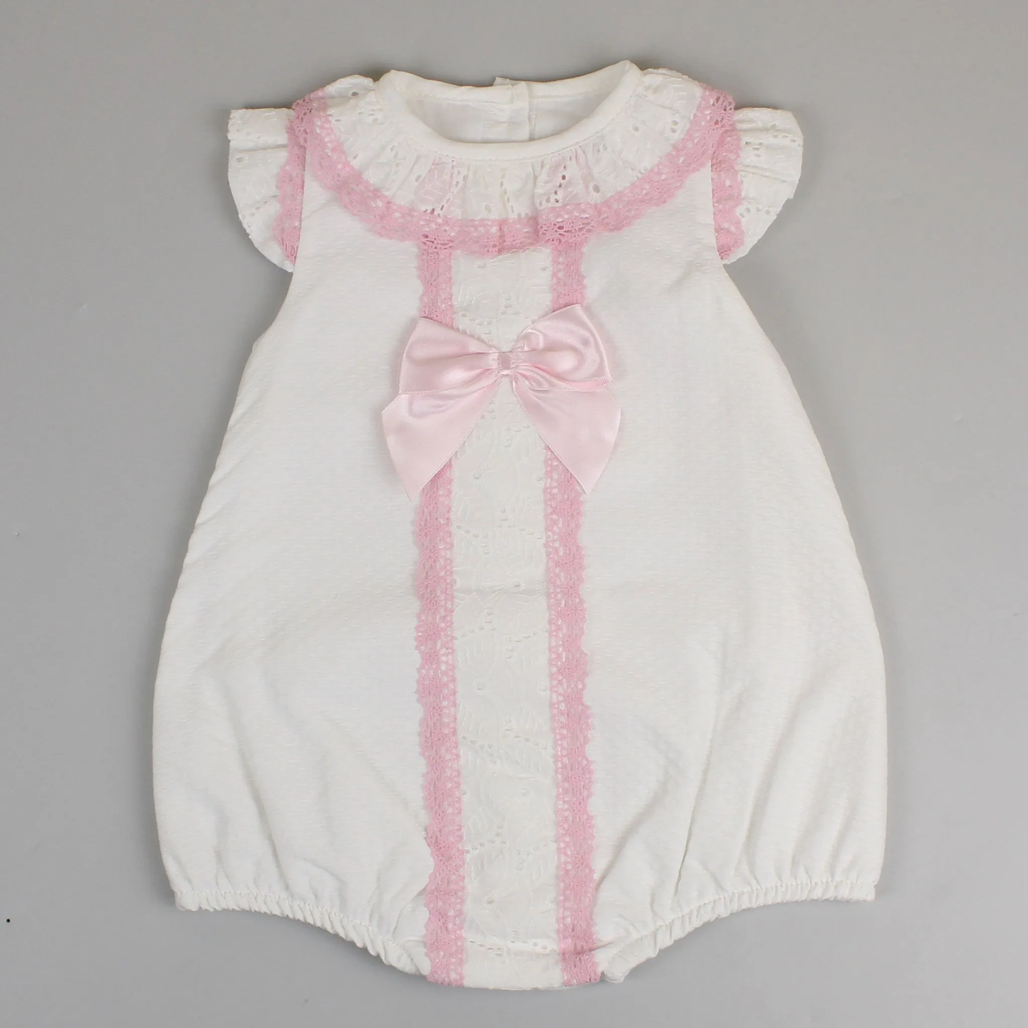 Baby Girl Romper Outfit - White/Pink