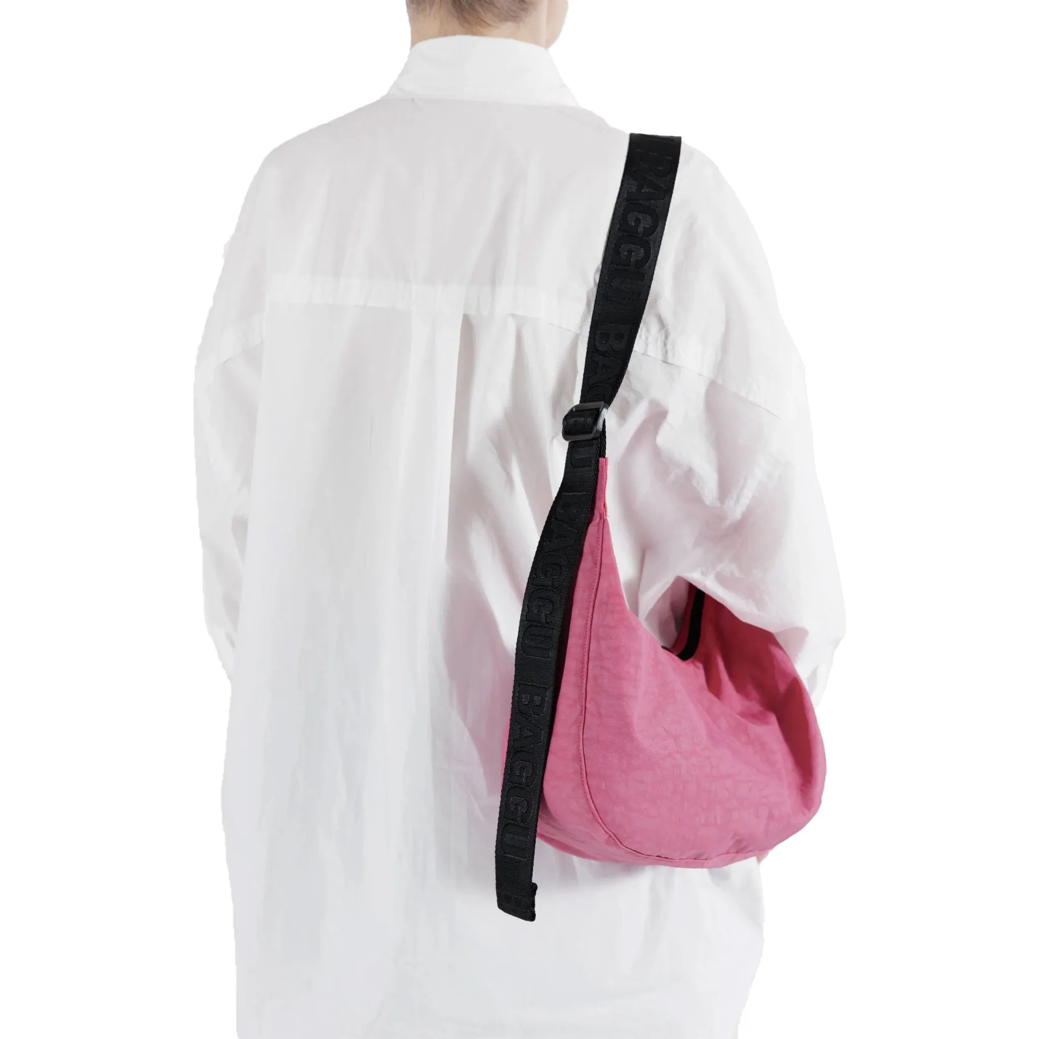 Baggu Medium Nylon Crescent Bag, Azalea Pink