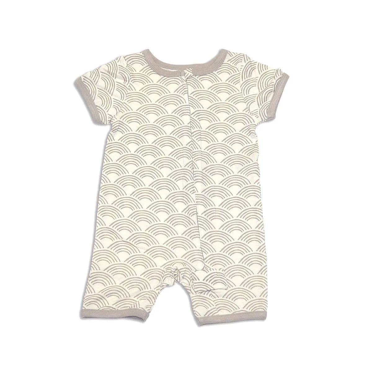 Bamboo Short Sleeve Zippy Romper - Wobbly Wave Print
