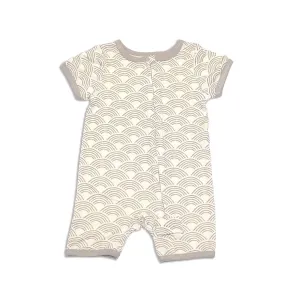 Bamboo Short Sleeve Zippy Romper - Wobbly Wave Print