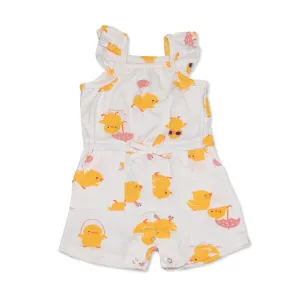 Bamboo Sleeveless Ruffle Romper (Little Chick Print)