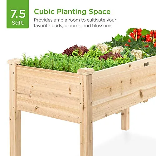 Best Choice Products Raised Garden Bed 48x24x30in Elevated Wood Planter Box Stand for Backyard, Patio - Natural