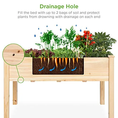 Best Choice Products Raised Garden Bed 48x24x30in Elevated Wood Planter Box Stand for Backyard, Patio - Natural
