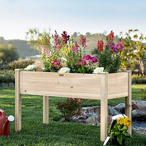 Best Choice Products Raised Garden Bed 48x24x30in Elevated Wood Planter Box Stand for Backyard, Patio - Natural