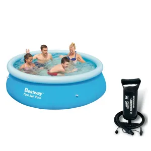 Bestway 8ft Fast Set Paddling Pool With Bestway 12" Air Hammer - Inflation Pump