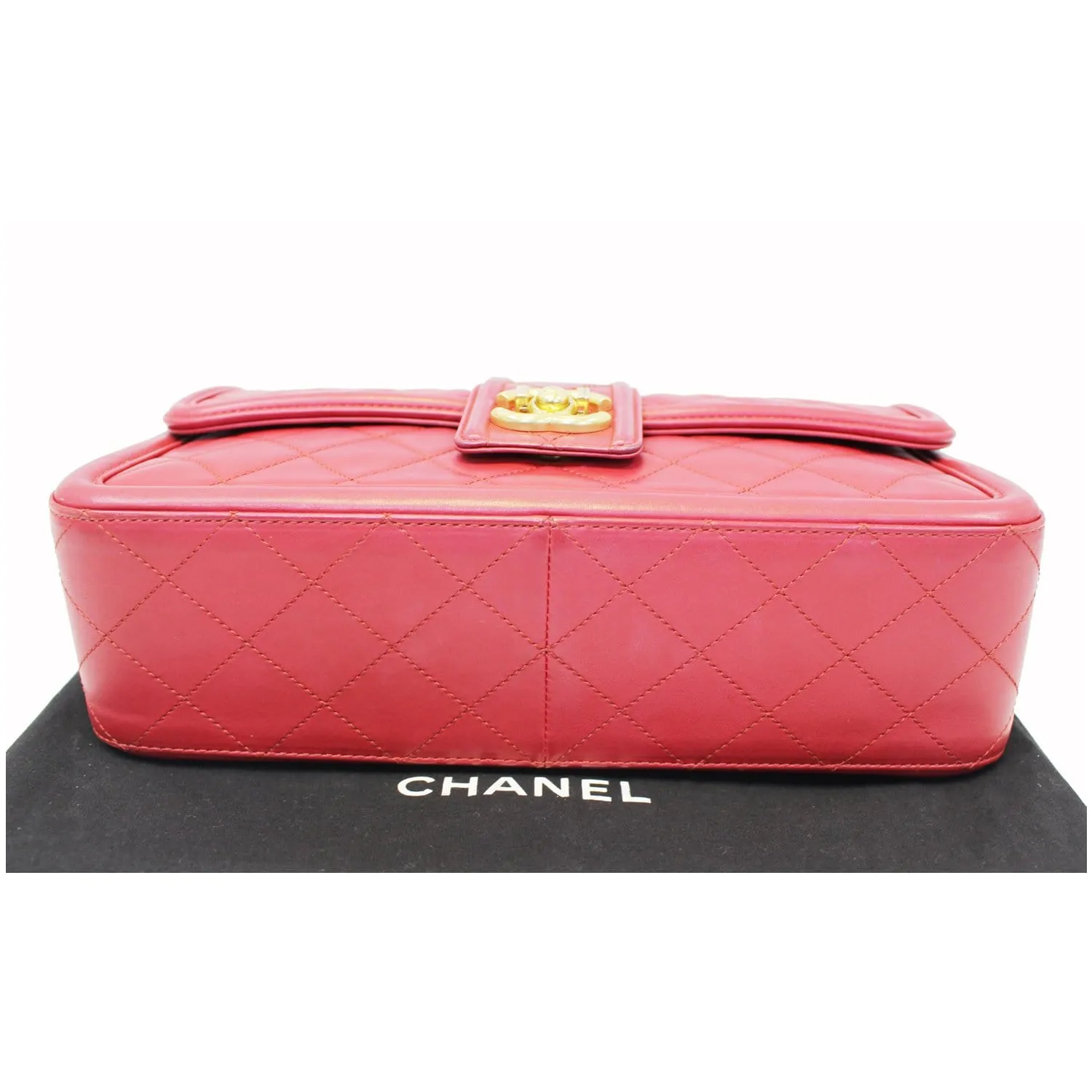 CHANEL Large Elegant CC Flap Calfskin Leather Shoulder Bag Red