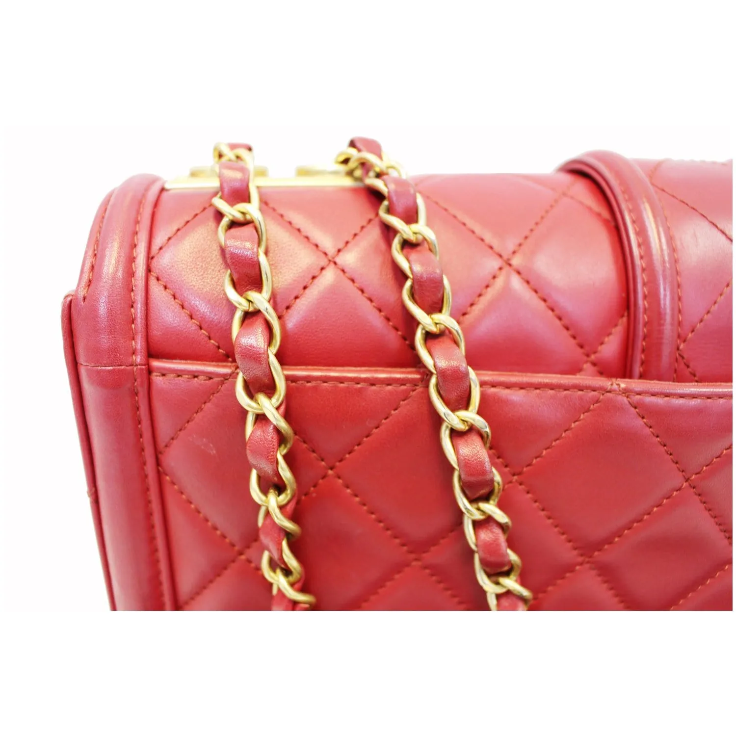 CHANEL Large Elegant CC Flap Calfskin Leather Shoulder Bag Red