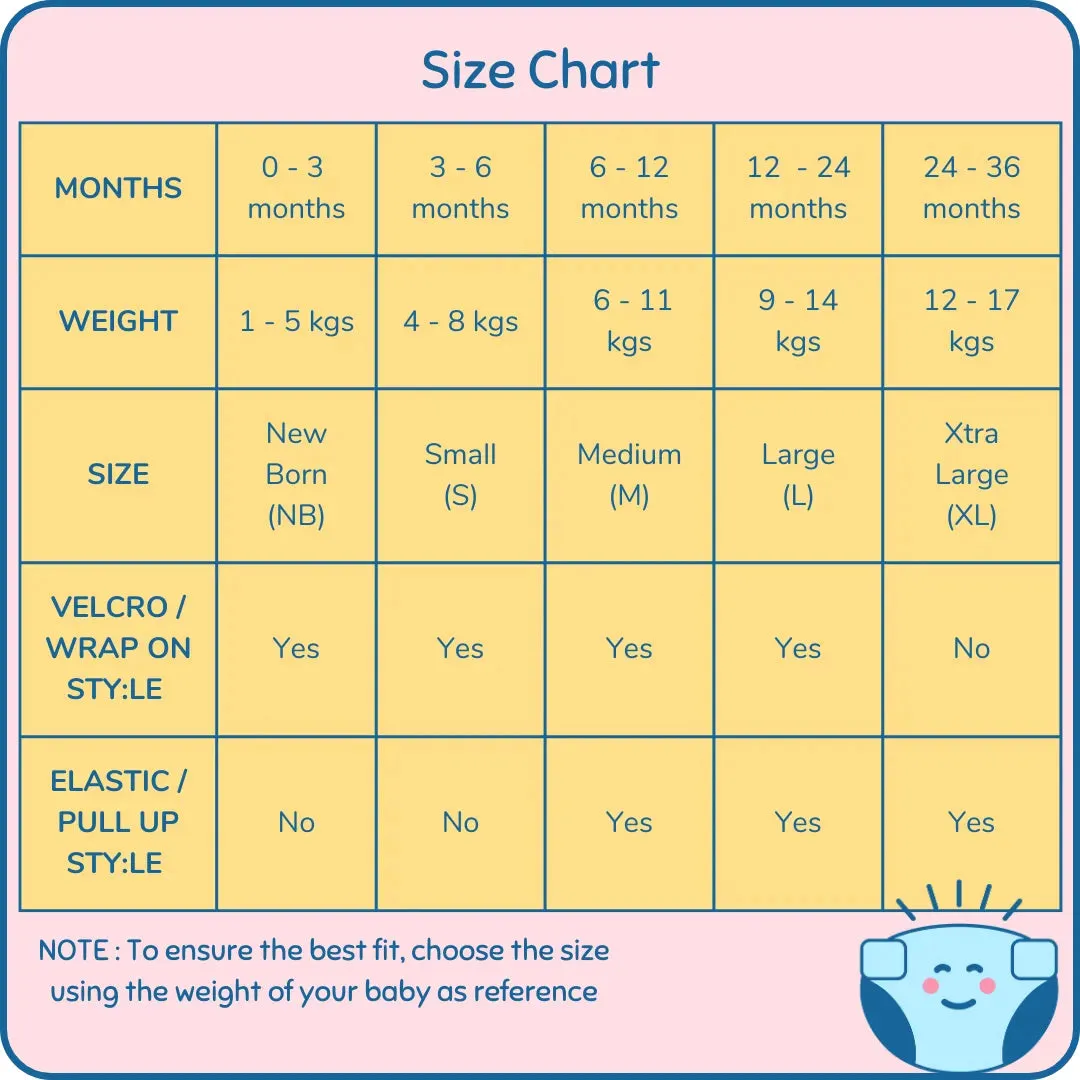Cloth Diaper | Striper | Velcro Closure | Wrap On Style | With 2 Diaper Pads Free