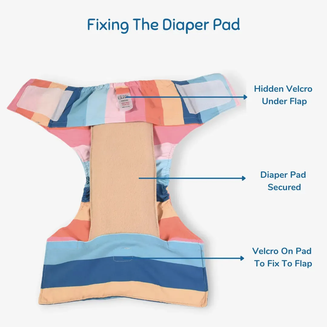 Cloth Diaper | Striper | Velcro Closure | Wrap On Style | With 2 Diaper Pads Free