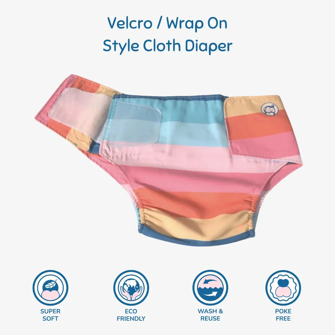 Cloth Diaper | Striper | Velcro Closure | Wrap On Style | With 2 Diaper Pads Free