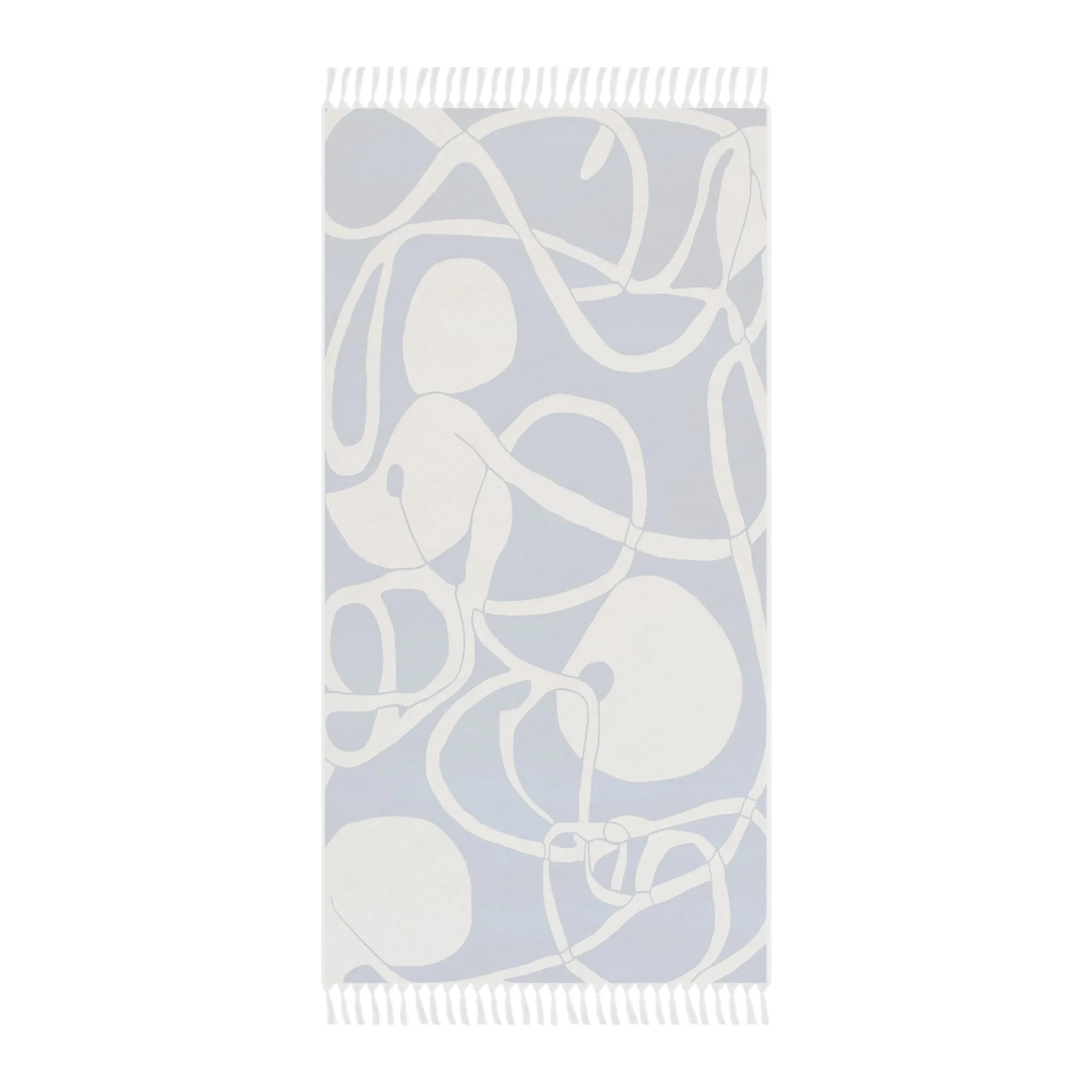 Coastal Waves Abstract Blue and White Beach Towel