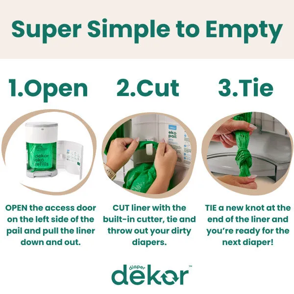 Dekor Eko Plus Hands-Free Diaper Pail (White)