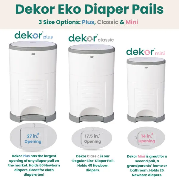 Dekor Eko Plus Hands-Free Diaper Pail (White)