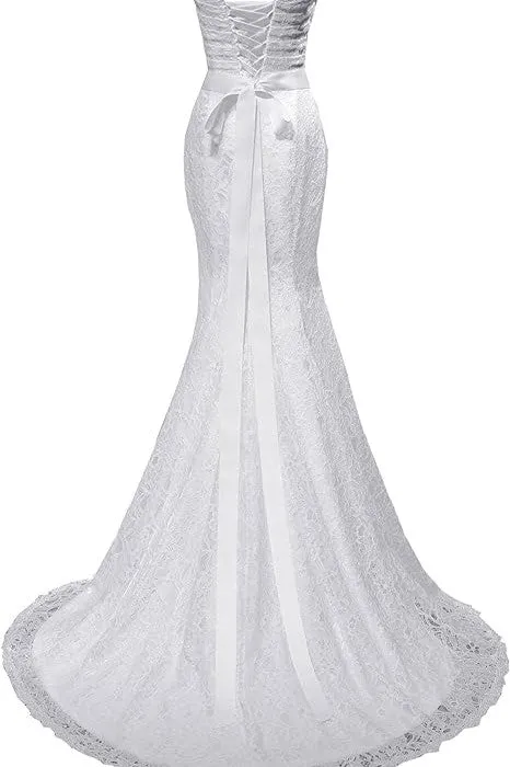 Elegant Mermaid Bridal Gown Sweetheart Lace up Back Wedding Dresses