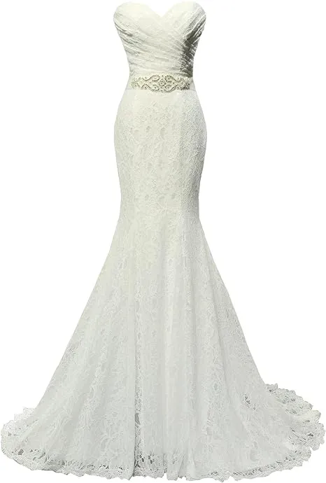 Elegant Mermaid Bridal Gown Sweetheart Lace up Back Wedding Dresses