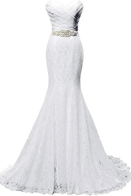 Elegant Mermaid Bridal Gown Sweetheart Lace up Back Wedding Dresses