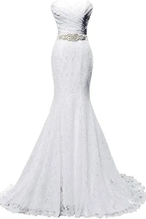 Elegant Mermaid Bridal Gown Sweetheart Lace up Back Wedding Dresses