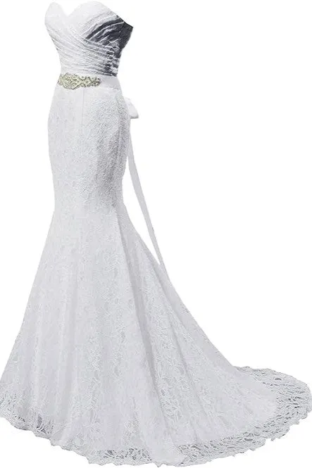 Elegant Mermaid Bridal Gown Sweetheart Lace up Back Wedding Dresses
