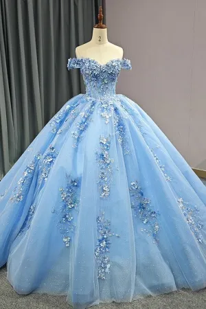 Elegant Sweetheart Off-the-shoulder Appliques Ball Gown Quinceanera Dresses