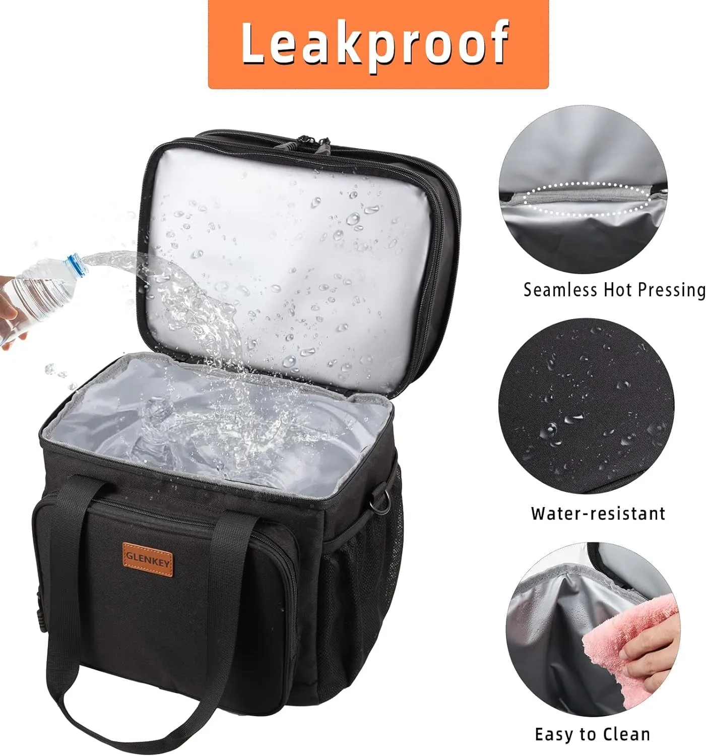 Expandable Insulated Lunch Box, Double Deck Heavy Duty Lunch Bag, Leakproof Cooler Bags
