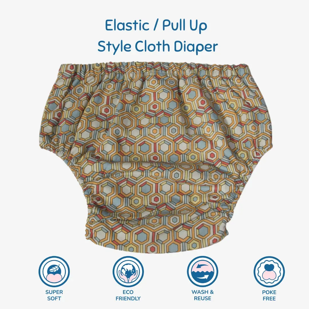 Fabric Diaper | Honeycomb | Elastic Waist | Pull Up/Underwear Style | With 2 Diaper Pads Free