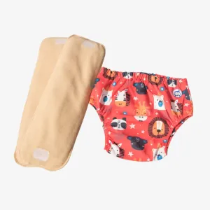 Fabric Diaper | Jungle Jumble | Elastic Waist | Pull Up/Underwear Style | With 2 Diaper Pads Free