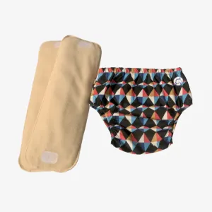 Fabric Diaper | Kaleido | Elastic Waist | Pull Up/Underwear Style | With 2 Diaper Pads Free