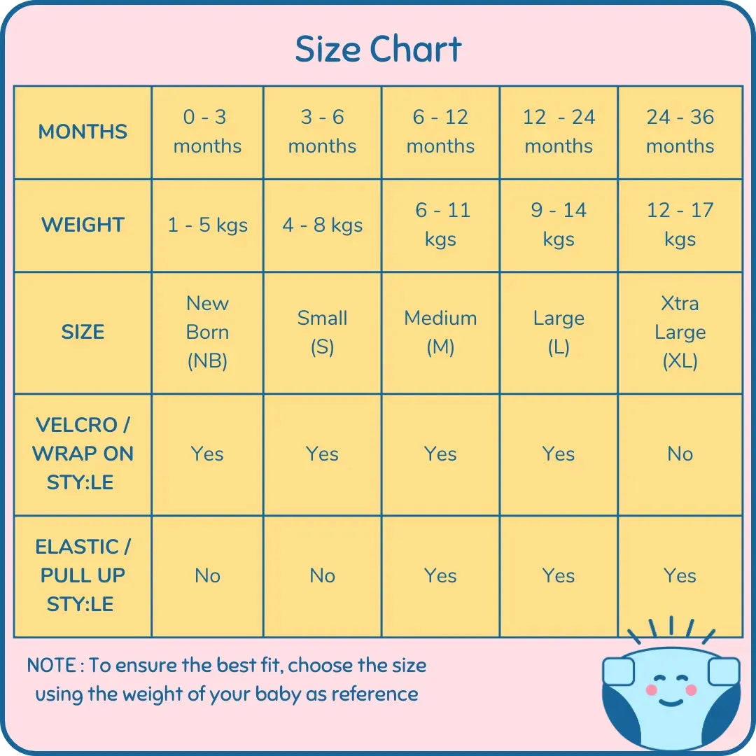 Fabric Diaper | Kaleido | Elastic Waist | Pull Up/Underwear Style | With 2 Diaper Pads Free