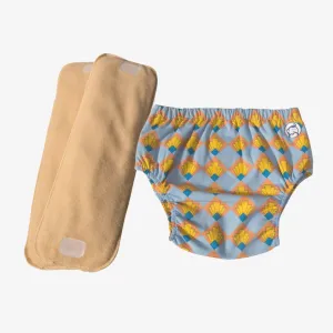 Fabric Diaper | Shell Blitz | Elastic Waist | Pull Up/Underwear Style | With 2 Diaper Pads Free