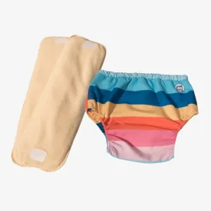Fabric Diaper | Striper | Elastic Waist | Pull Up/Underwear Style | With 2 Diaper Pads Free