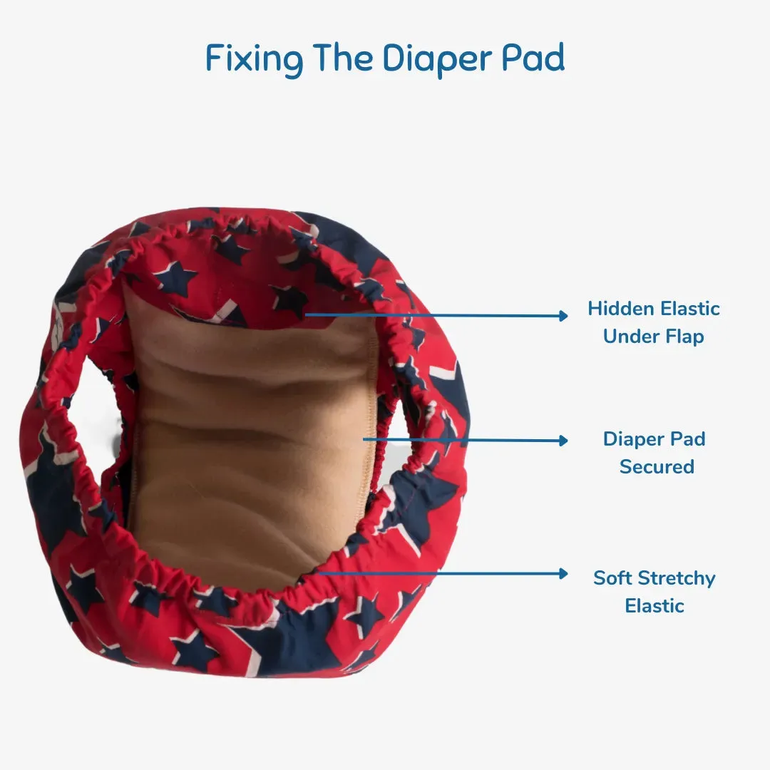 Fabric Diaper | Super Star | Elastic Waist | Pull Up/Underwear Style | With 2 Diaper Pads Free