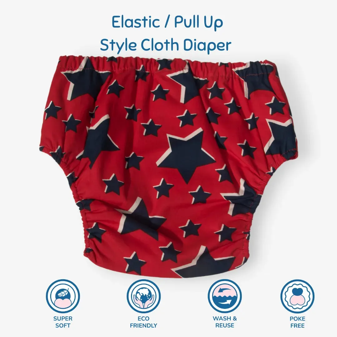 Fabric Diaper | Super Star | Elastic Waist | Pull Up/Underwear Style | With 2 Diaper Pads Free