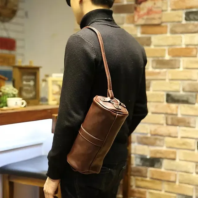 Faux Leather Men's Single Shoulder Bag Small Messenger Bag