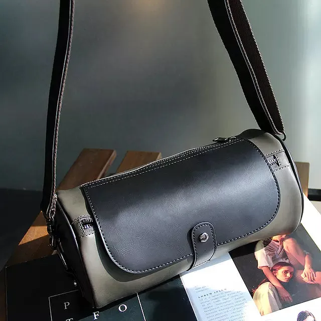 Faux Leather Men's Single Shoulder Bag Small Messenger Bag