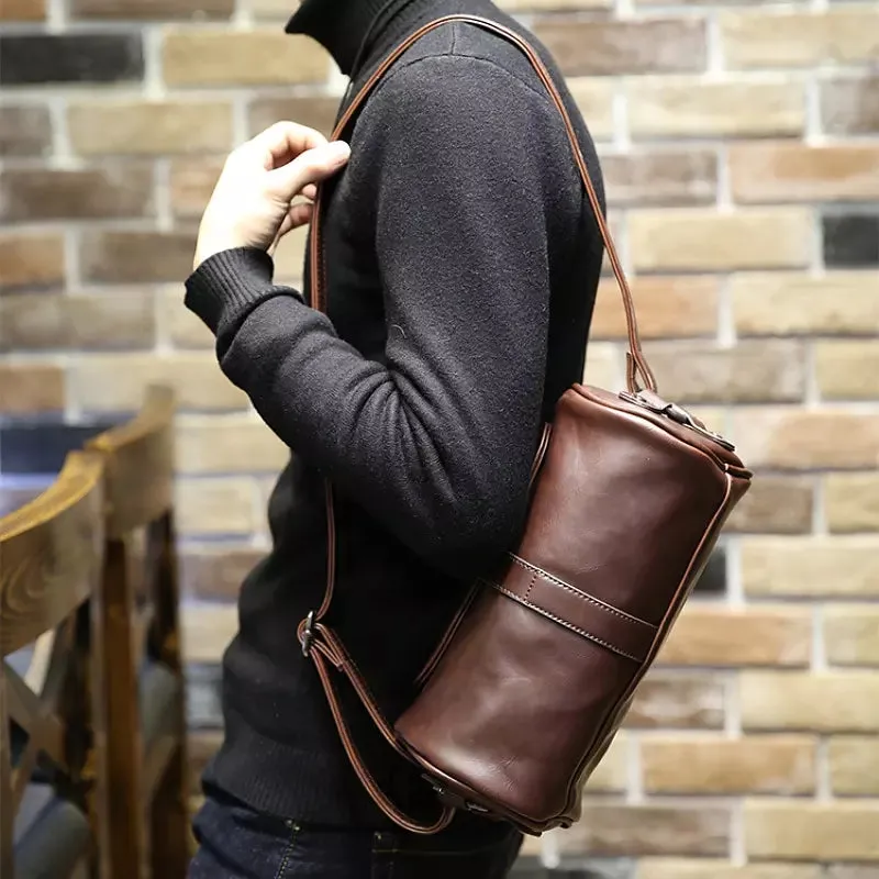Faux Leather Men's Single Shoulder Bag Small Messenger Bag