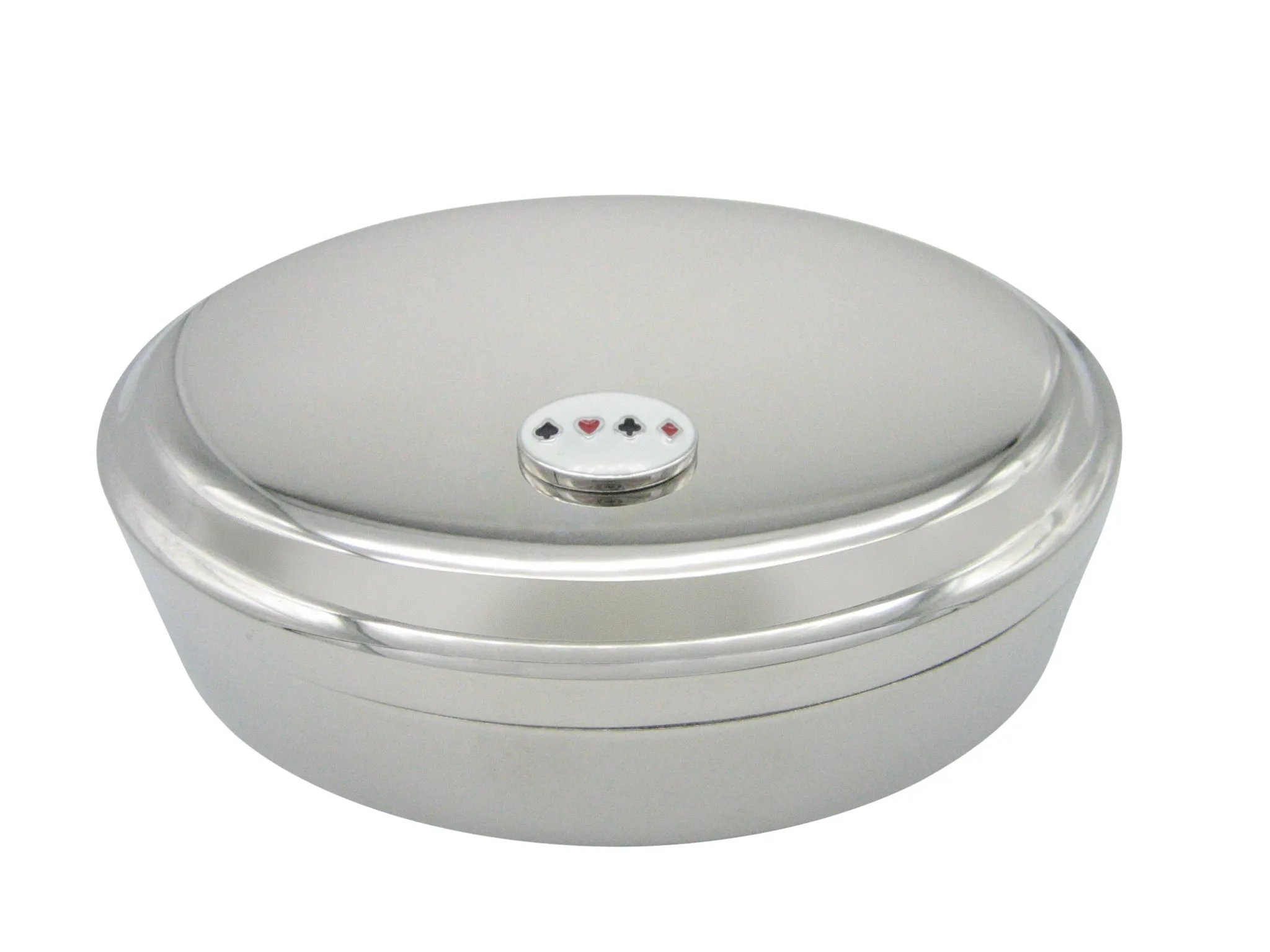 Gambling Card Suits Pendant Oval Trinket Jewelry Box