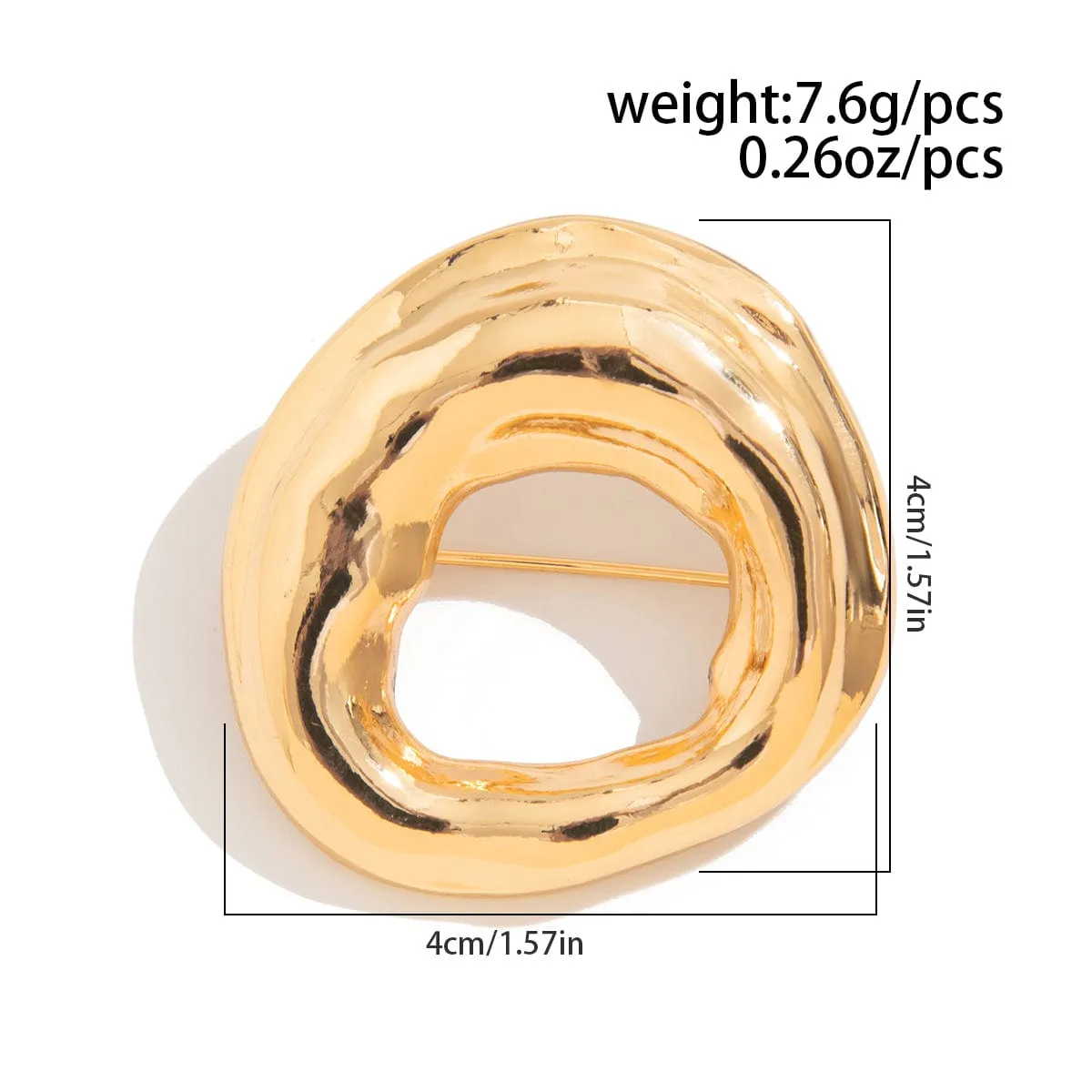 Gold Silver Tone Irregular Hoop Pin Brooch