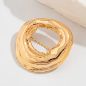 Gold Silver Tone Irregular Hoop Pin Brooch