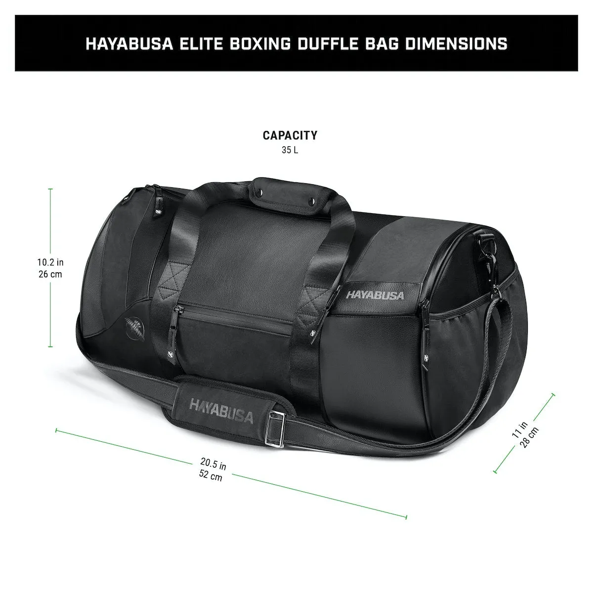 Hayabusa® Elite Boxing Duffle Bag - One Size / Black| Gym Bag | Duffel Bag | Gym Bag for carry supplies | Gear Bag